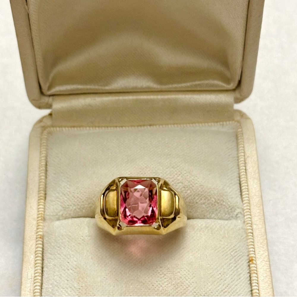 Vintage Solid 10k gold and pink tourmaline